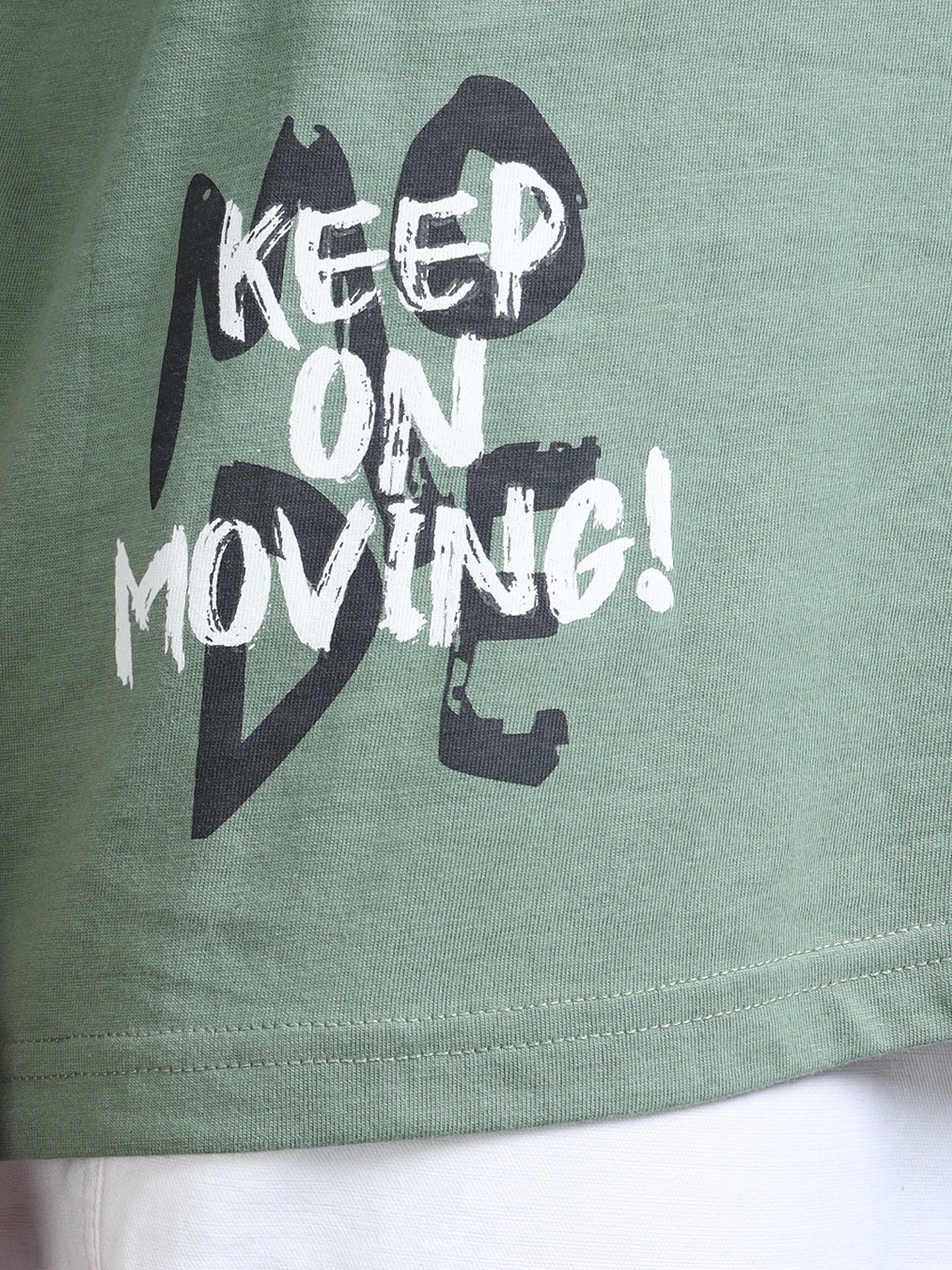Men’s Casual Oversized Tee – Keep On Moving Print | Cotton Streetwear T-Shirt