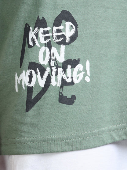 Men’s Casual Oversized Tee – Keep On Moving Print | Cotton Streetwear T-Shirt