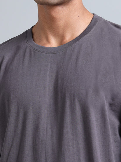 Men’s Oversized Streetwear T-Shirt – Keep On Moving Print | Grey Cotton Tee