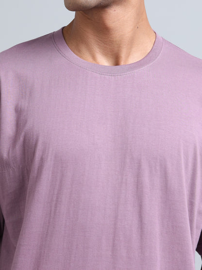 Men Typography Back Print Oversized Round Neck T-Shirt
