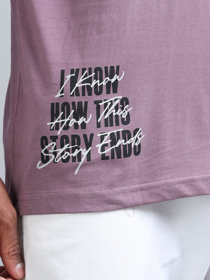 Men Typography Back Print Oversized Round Neck T-Shirt