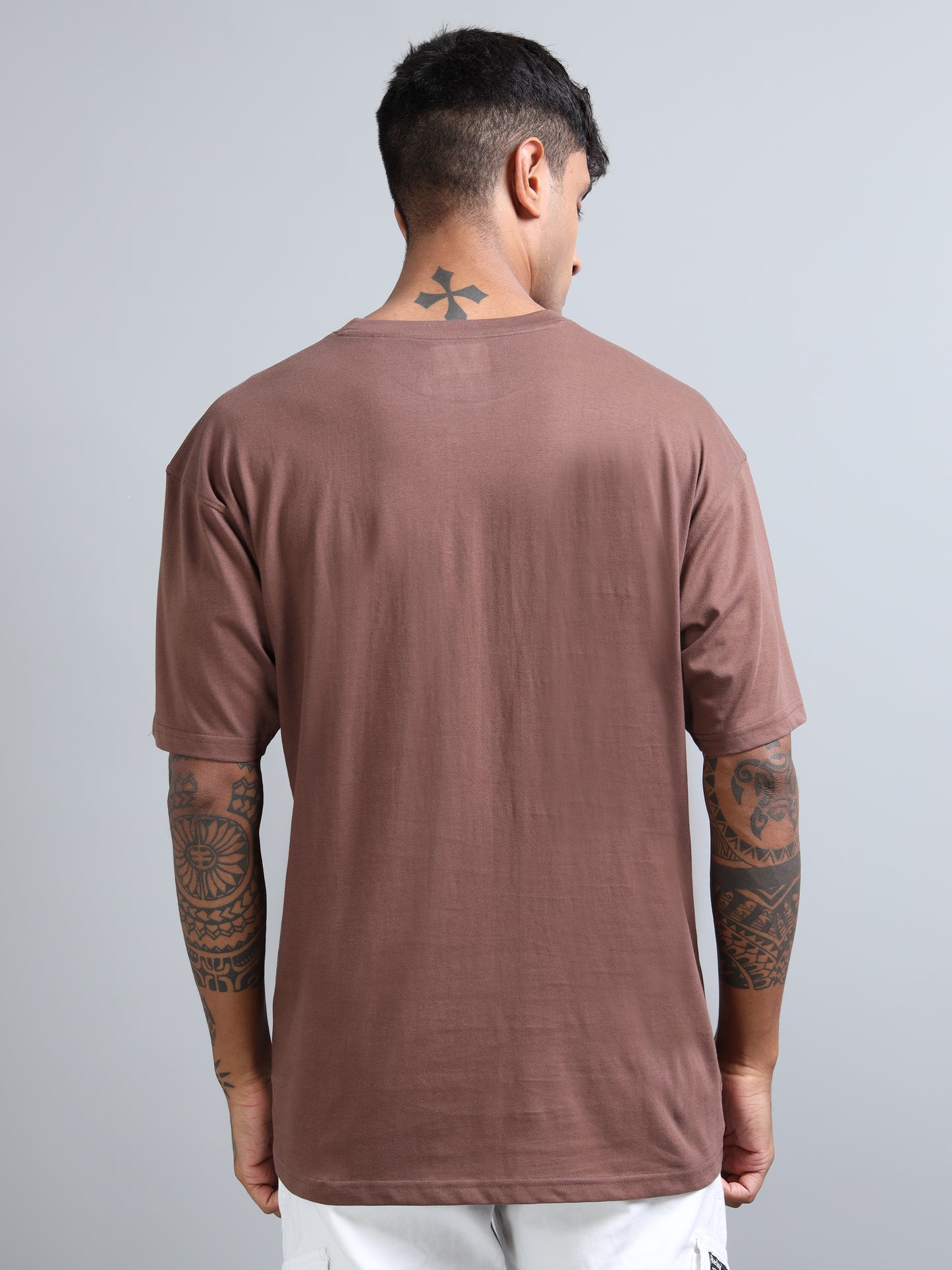 Coffee Brown Oversized T-Shirt for Men – Pure Cotton Drop Shoulder Streetwear Tee