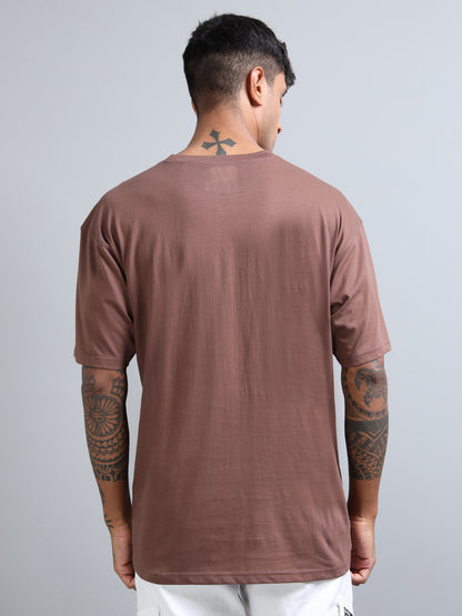 Coffee Brown Oversized T-Shirt for Men – Pure Cotton Drop Shoulder Streetwear Tee