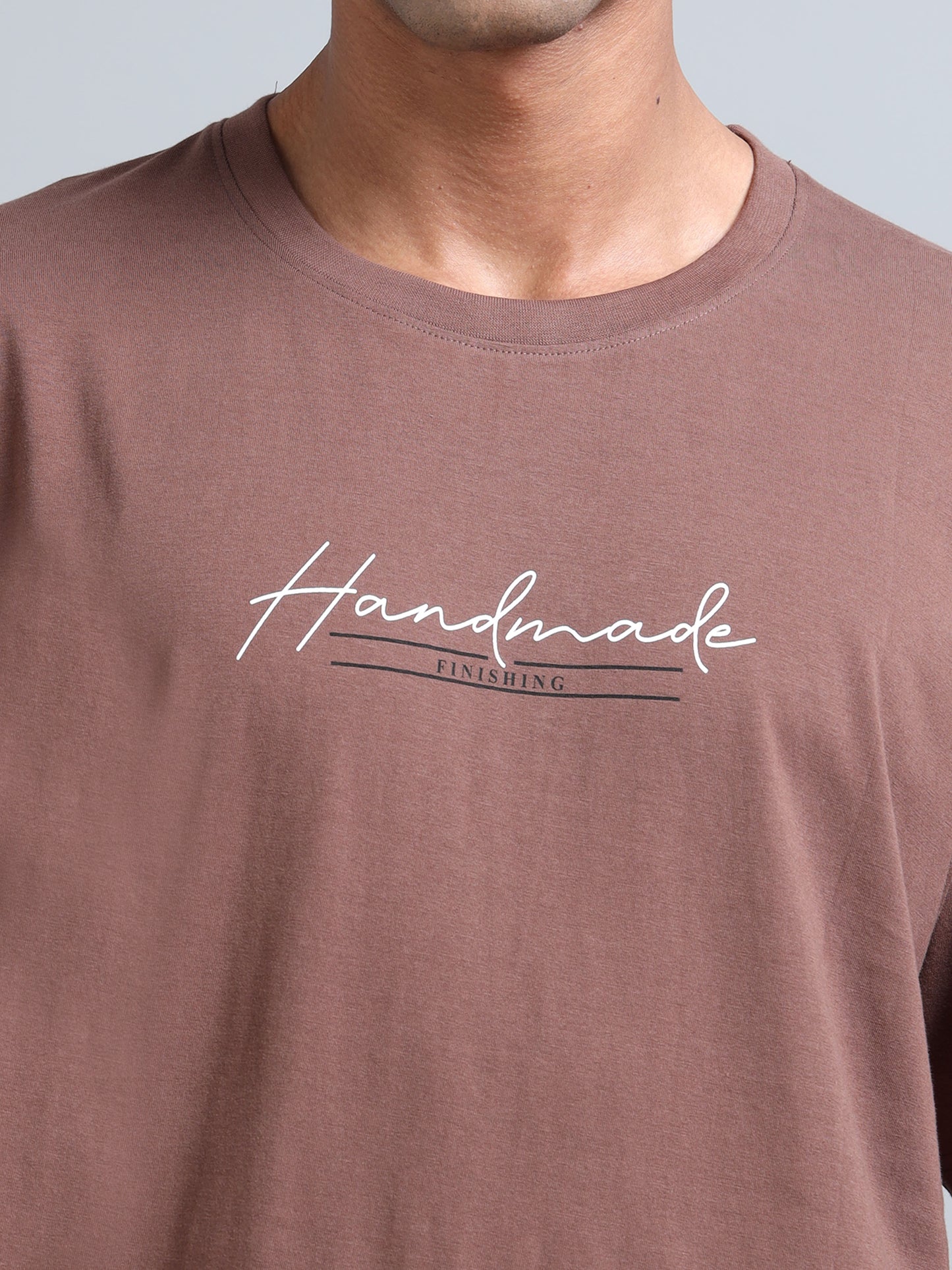 Coffee Brown Oversized T-Shirt for Men – Pure Cotton Drop Shoulder Streetwear Tee