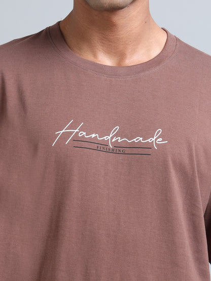 Coffee Brown Oversized T-Shirt for Men – Pure Cotton Drop Shoulder Streetwear Tee