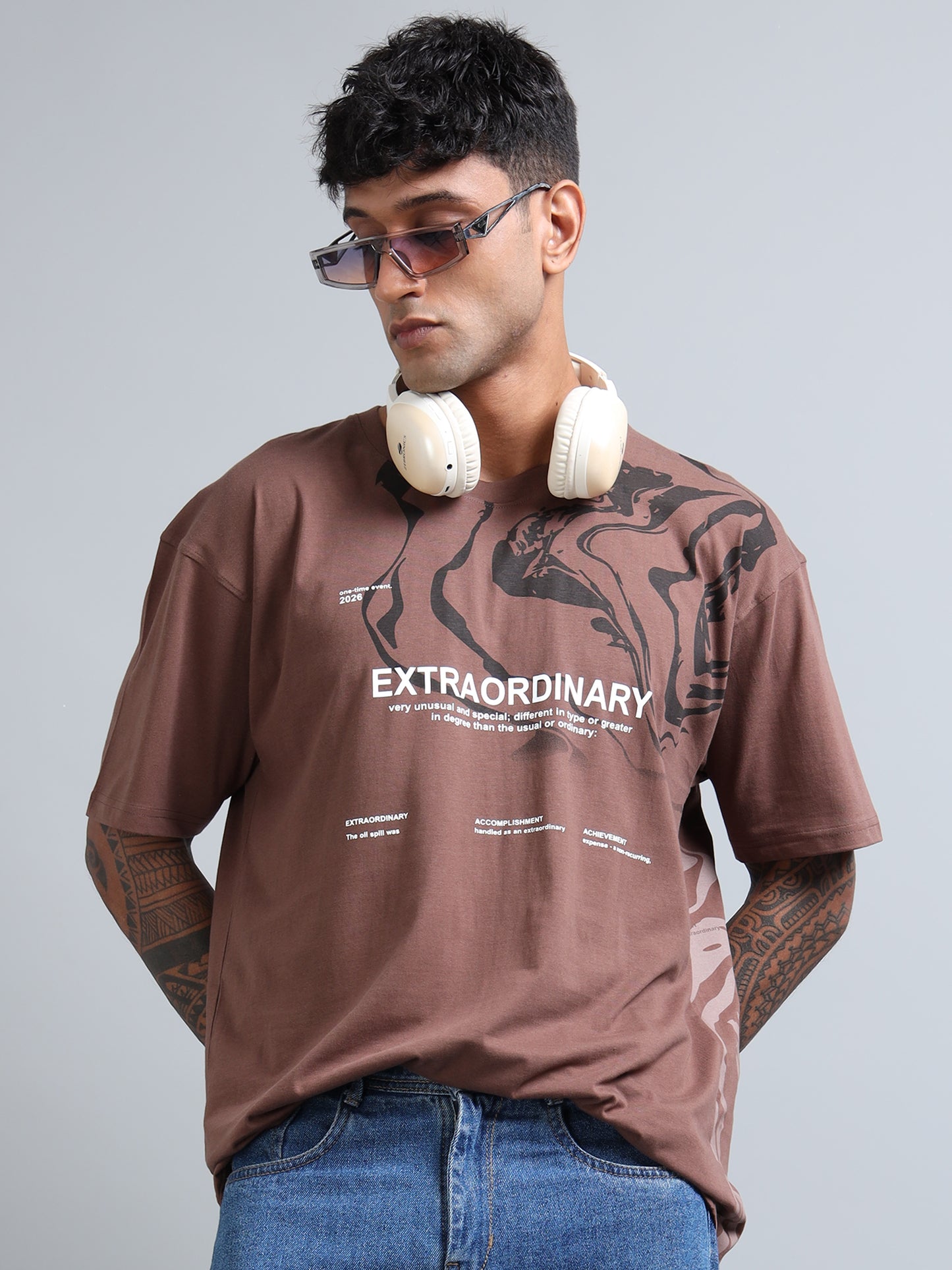 Men’s Oversized Graphic Printed T-Shirt – Premium Cotton Drop Shoulder Tee