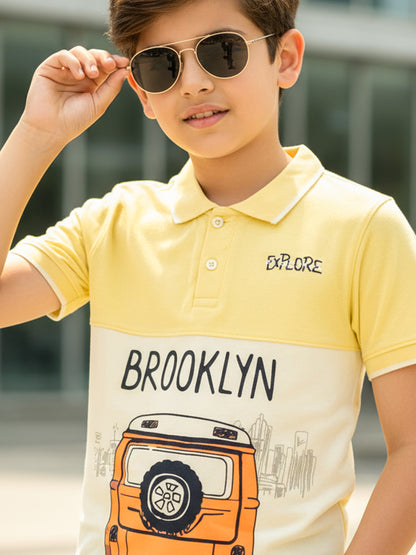 Self Design Pure Cotton Boys Polo Tee