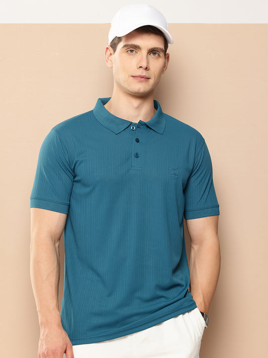 Men’s Solid Textured Polyester Polo T-Shirt