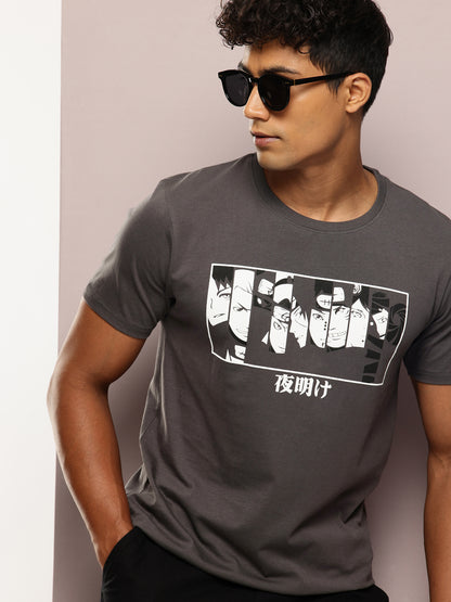Men's Charcoal Grey Graphic Print T-Shirt | Casual Streetwear