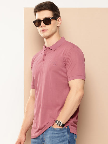 Men’s Solid Textured Polyester Polo T-Shirt
