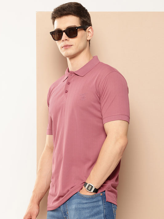 Men’s Solid Textured Polyester Polo T-Shirt