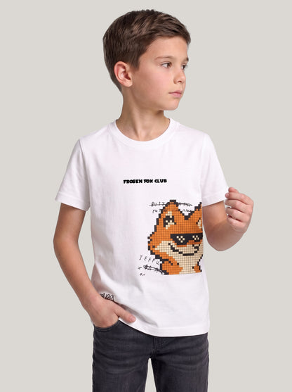 Kids' White Fox Graphic Printed T-Shirt | Cool Casual Everyday Wear