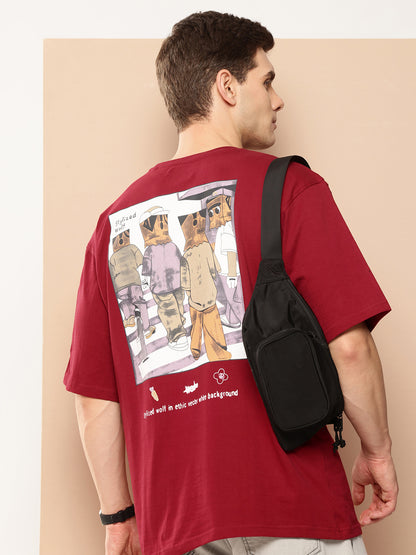 Men's Red Graphic Print Oversized T-Shirt | Casual Streetwear