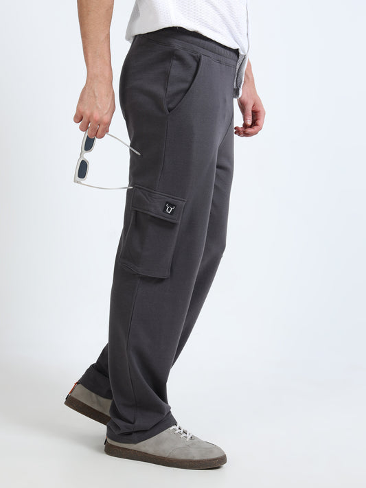 Men Self Design Grey Track Pants
