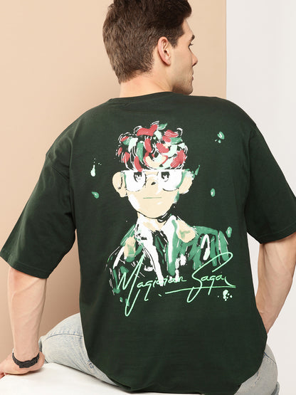 Men’s Drop-Shoulder Sleeves Oversized Graphic Back Printed T-Shirt