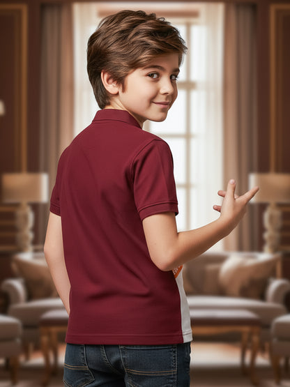 Self Design Pure Cotton Boys Polo Tee