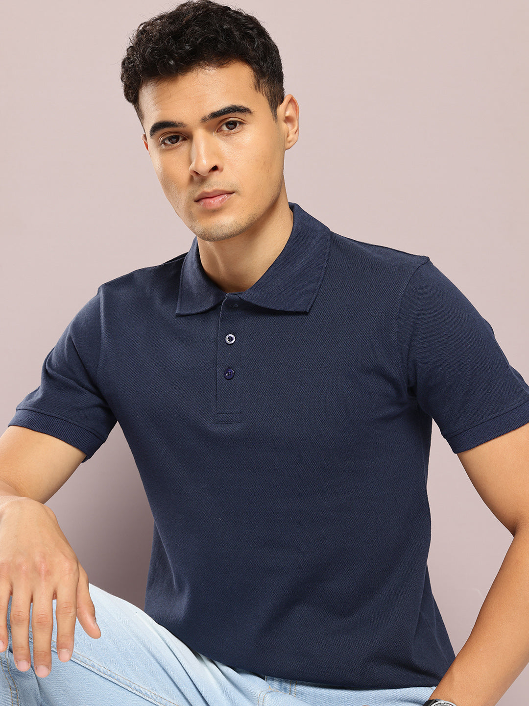 Men’s Classic Solid Cotton Polo T-Shirt