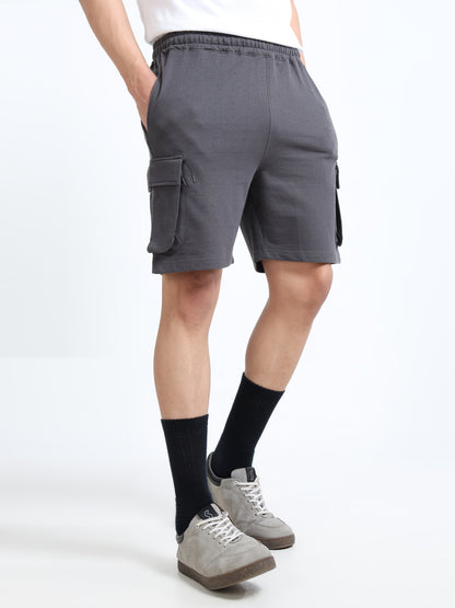 Men’s Steel Grey Cargo Casual Shorts | Premium Cotton Blend Regular Fit Comfortable Summer Shorts