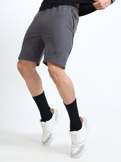 Men’s Steel Grey Contrast Piping Casual Shorts | Premium Cotton Blend Regular Fit Comfortable Summer Shorts