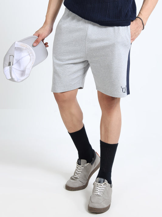 Men’s Grey Striped Casual Shorts | Premium Cotton Blend Regular Fit Comfortable Summer Shorts