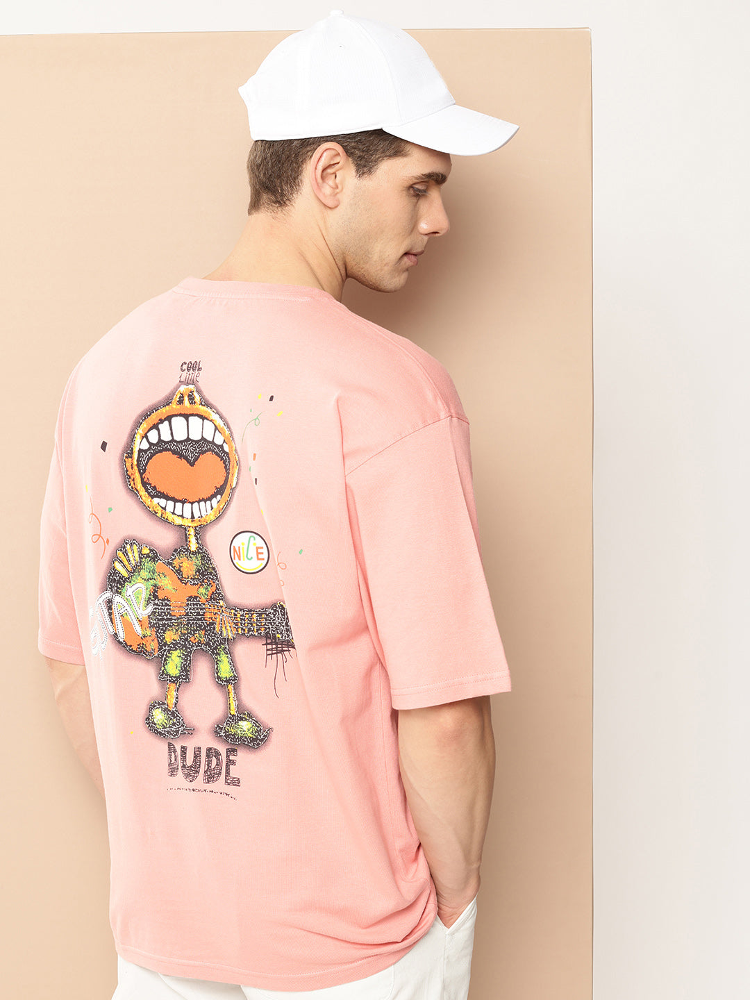 Men's Pink Graphic Print Oversized T-Shirt | Casual Streetwear