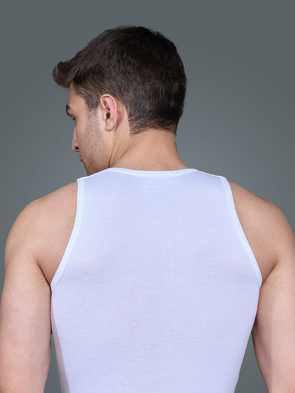 Men’s Cotton Vest  White –  Sleeveless Slim Fit Innerwear & Casual Vest
