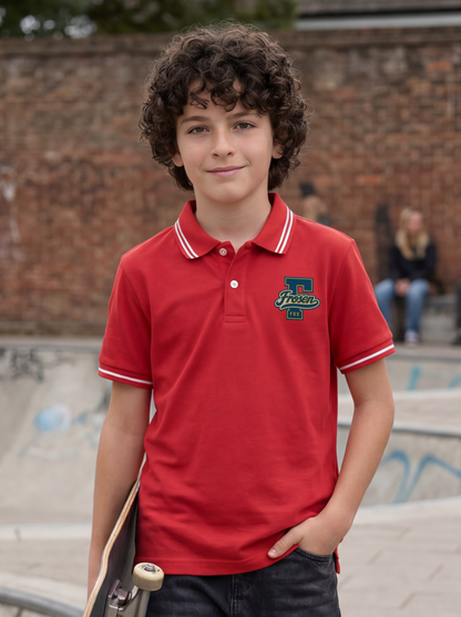 Kids' Red Solid Polo T-Shirt | Casual Everyday Wear