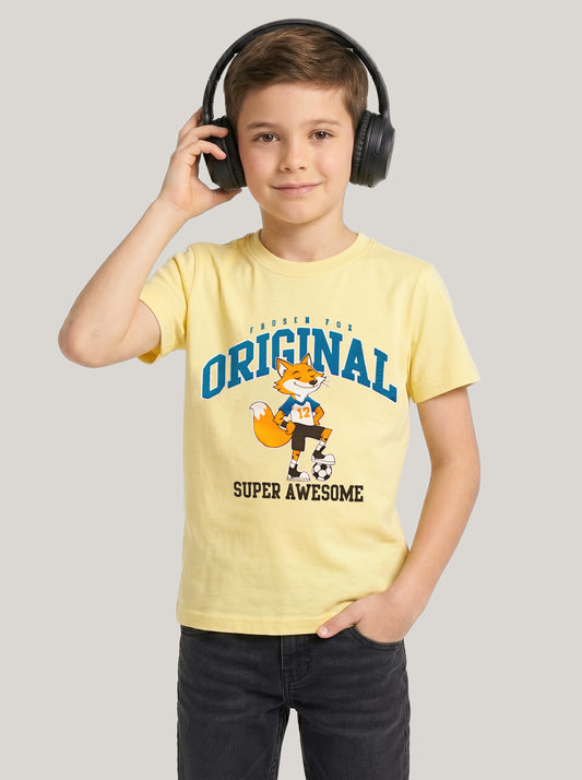 Kids' Yellow Fox Graphic Printed T-Shirt | Casual Everyday Wear