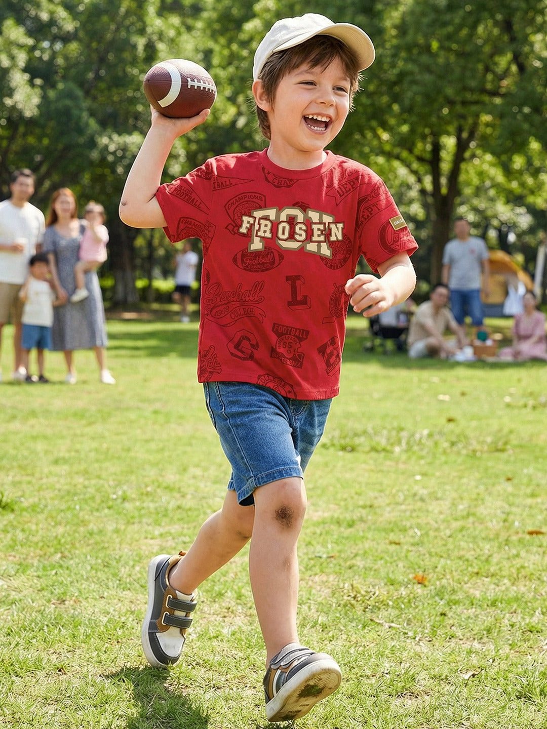 Boys Bold Red Sports Graphic T-Shirt – FROSEN Athletic Street Style Tee