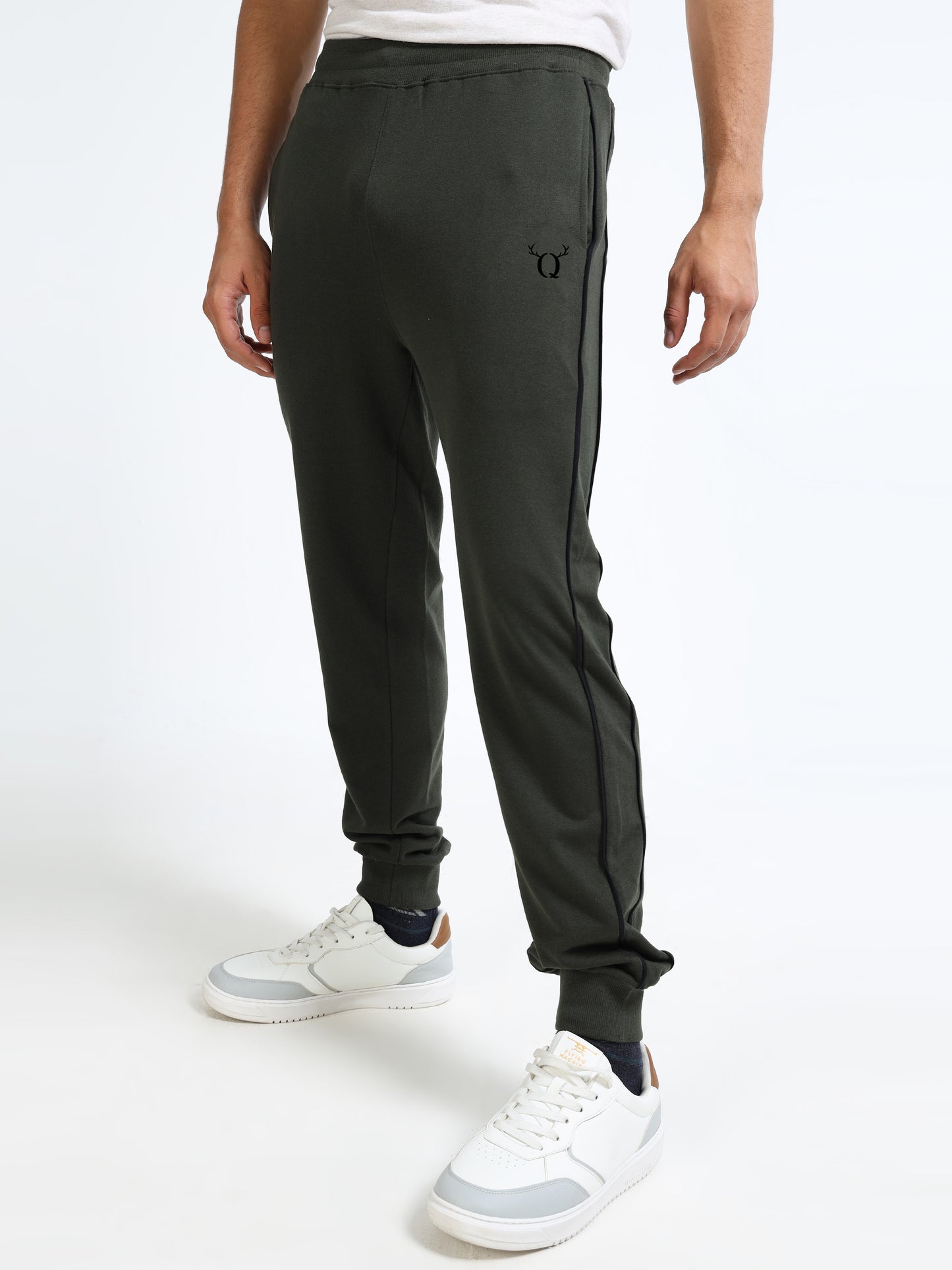 Men’s Olive Green Cotton Blend Joggers | Regular Fit Track Pants for Gym & Casual Wear