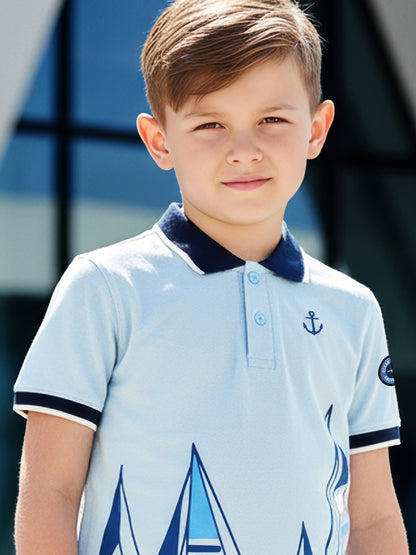 Self Design Pure Cotton Boys Polo Tee