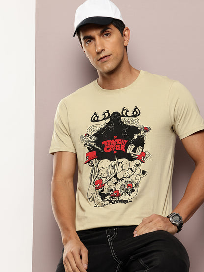 Men's Beige Graphic Printed T-Shirt | Casual Everyday Wear