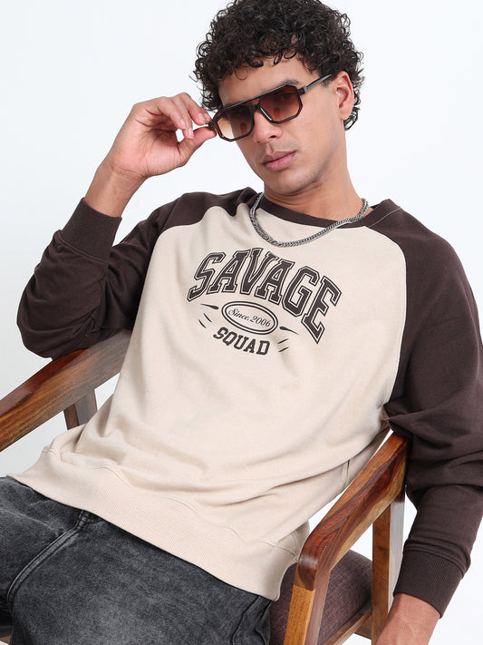 Men’s Raglan Sleeve Sweatshirt – Savage Squad Print | Stylish Casual Wear