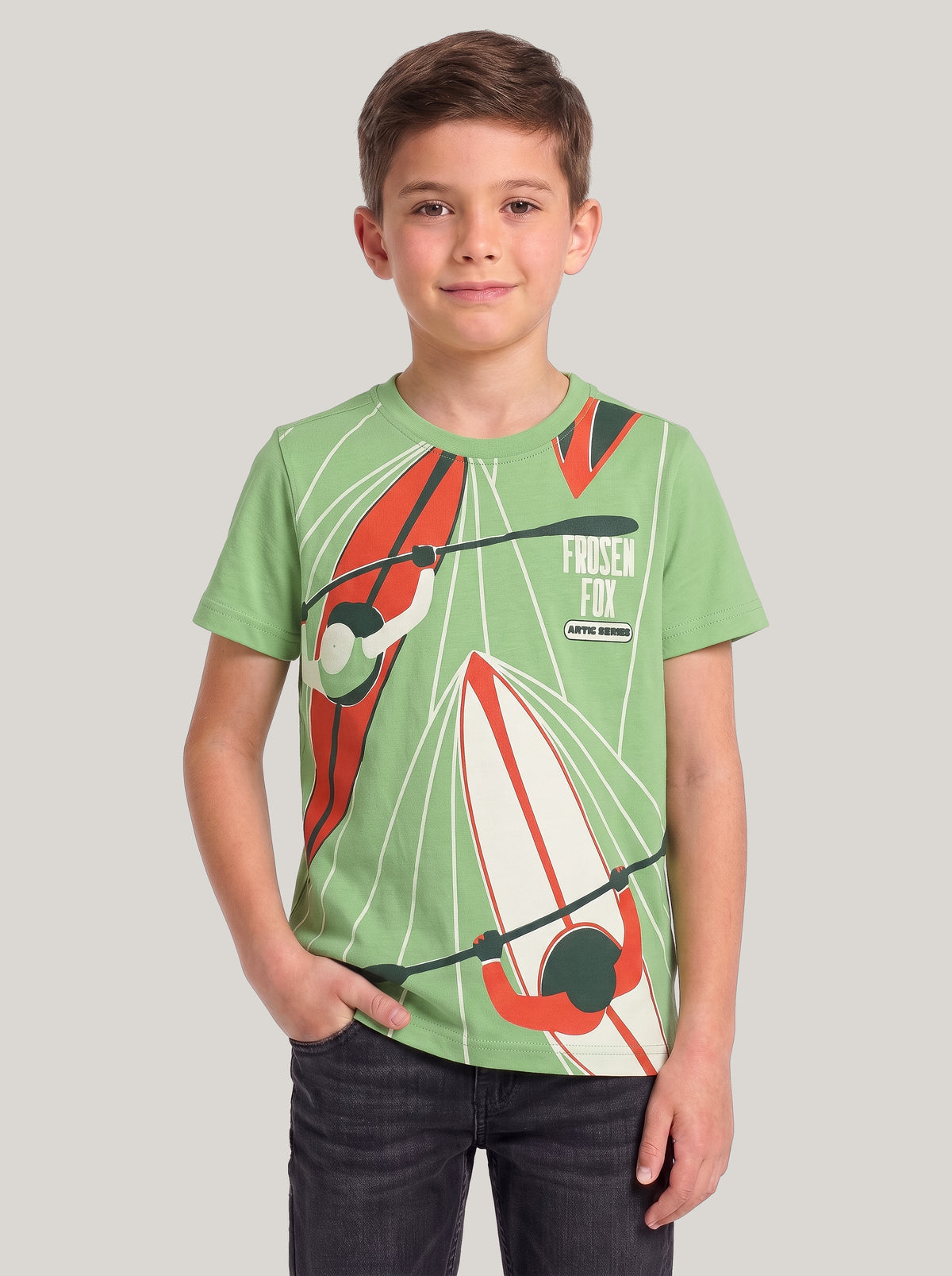 Kids' Green Graphic Printed T-Shirt | Sporty Casual Everyday Wear