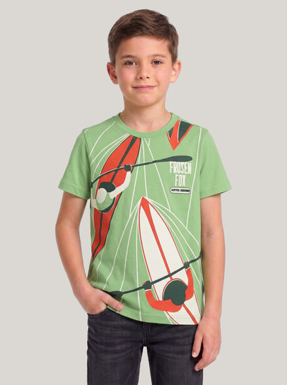 Kids' Green Graphic Printed T-Shirt | Sporty Casual Everyday Wear