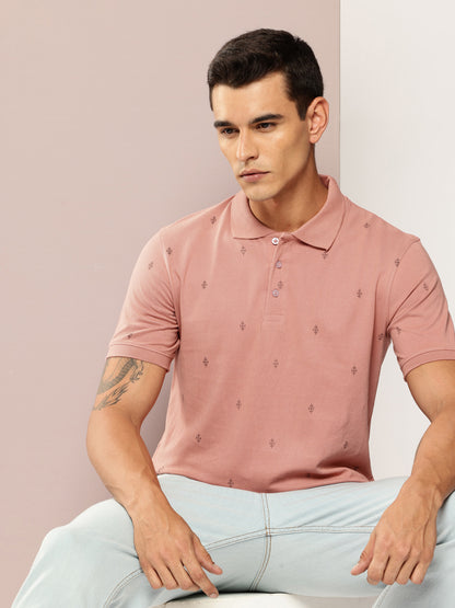 Men Printed Polo Collar T-shirt