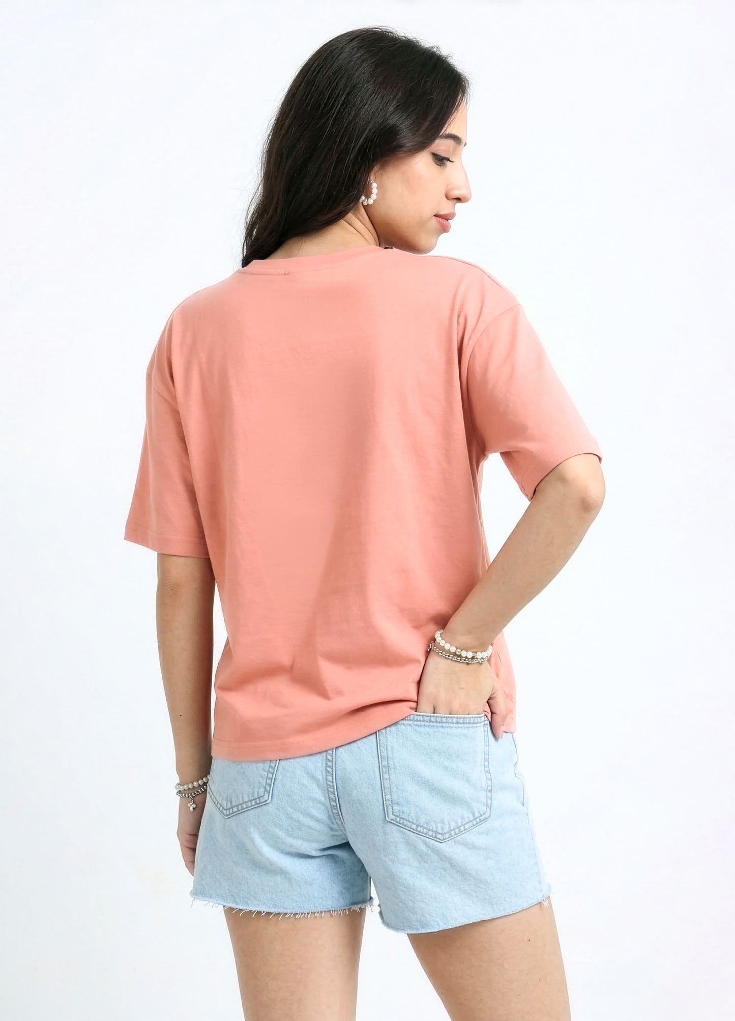 Womens Peach Oversized Floral Graphic T-Shirt – Peaceful Chaos