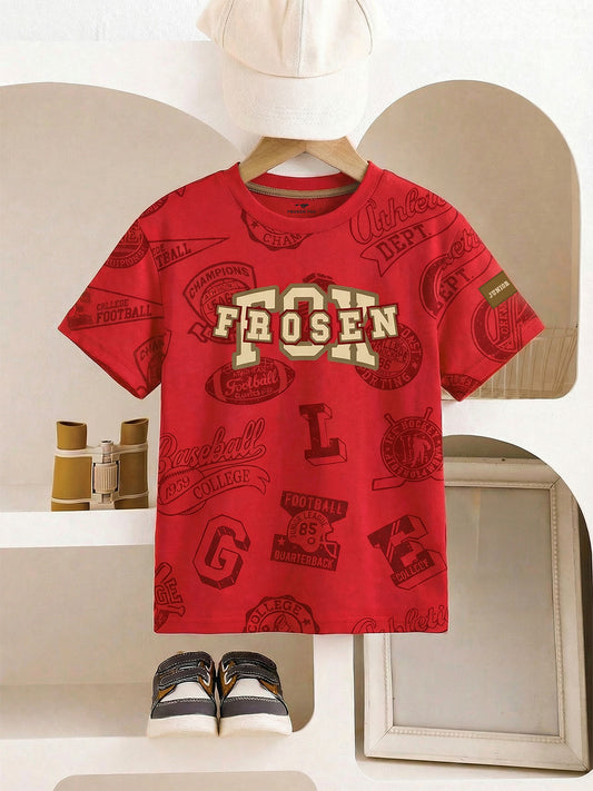 Boys Bold Red Sports Graphic T-Shirt – FROSEN Athletic Street Style Tee