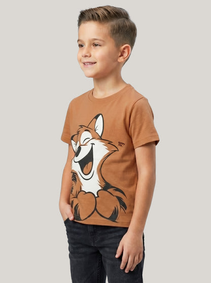 Kids' Brown Fox Graphic Printed T-Shirt | Fun Casual Everyday Wear