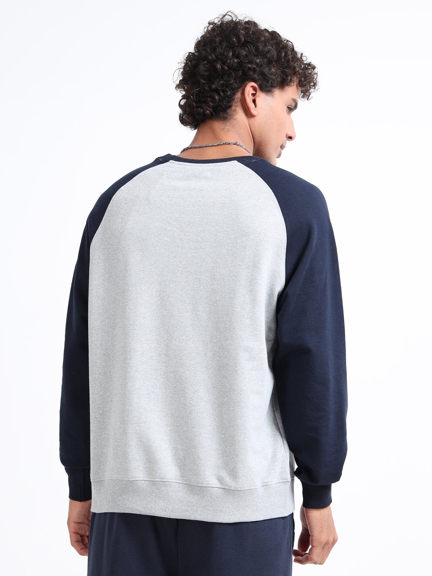 Men’s Grey & Navy Raglan Sweatshirt | Savage Squad Printed Crewneck