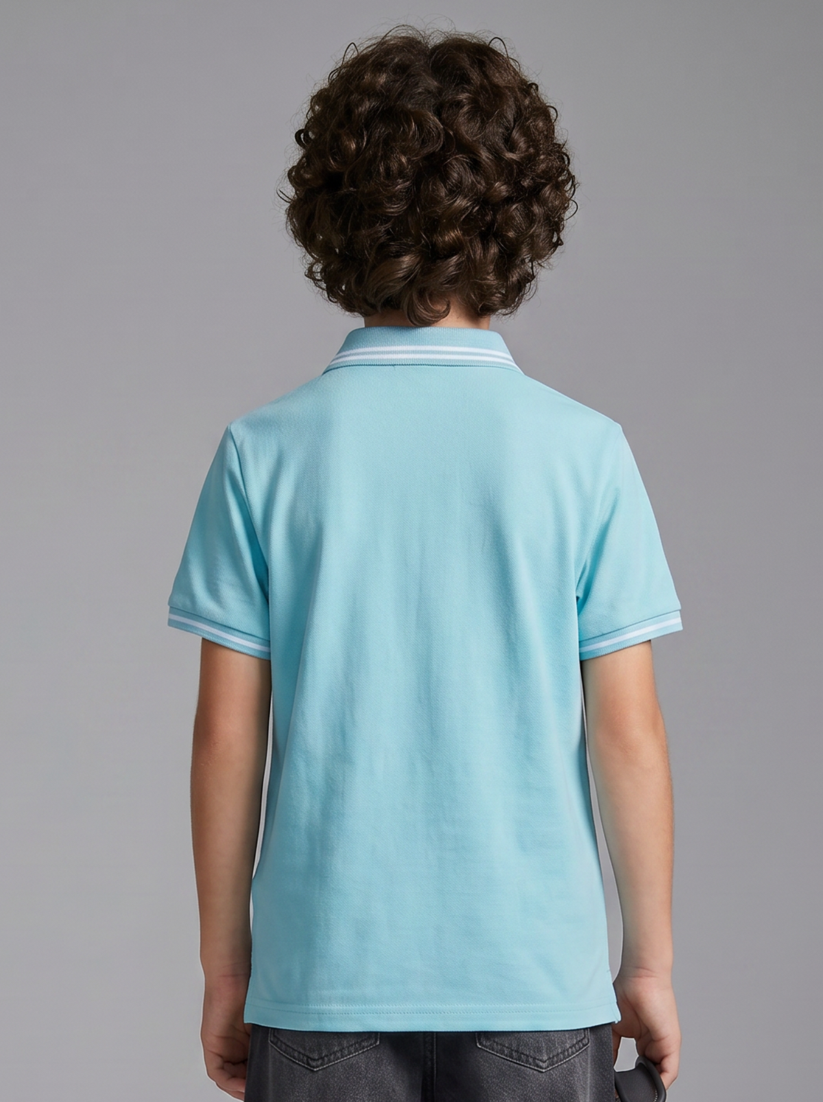 Kids' Light Blue Polo T-Shirt with Logo Print | Casual Everyday Wear