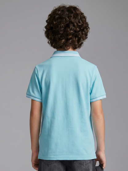 Kids' Light Blue Polo T-Shirt with Logo Print | Casual Everyday Wear
