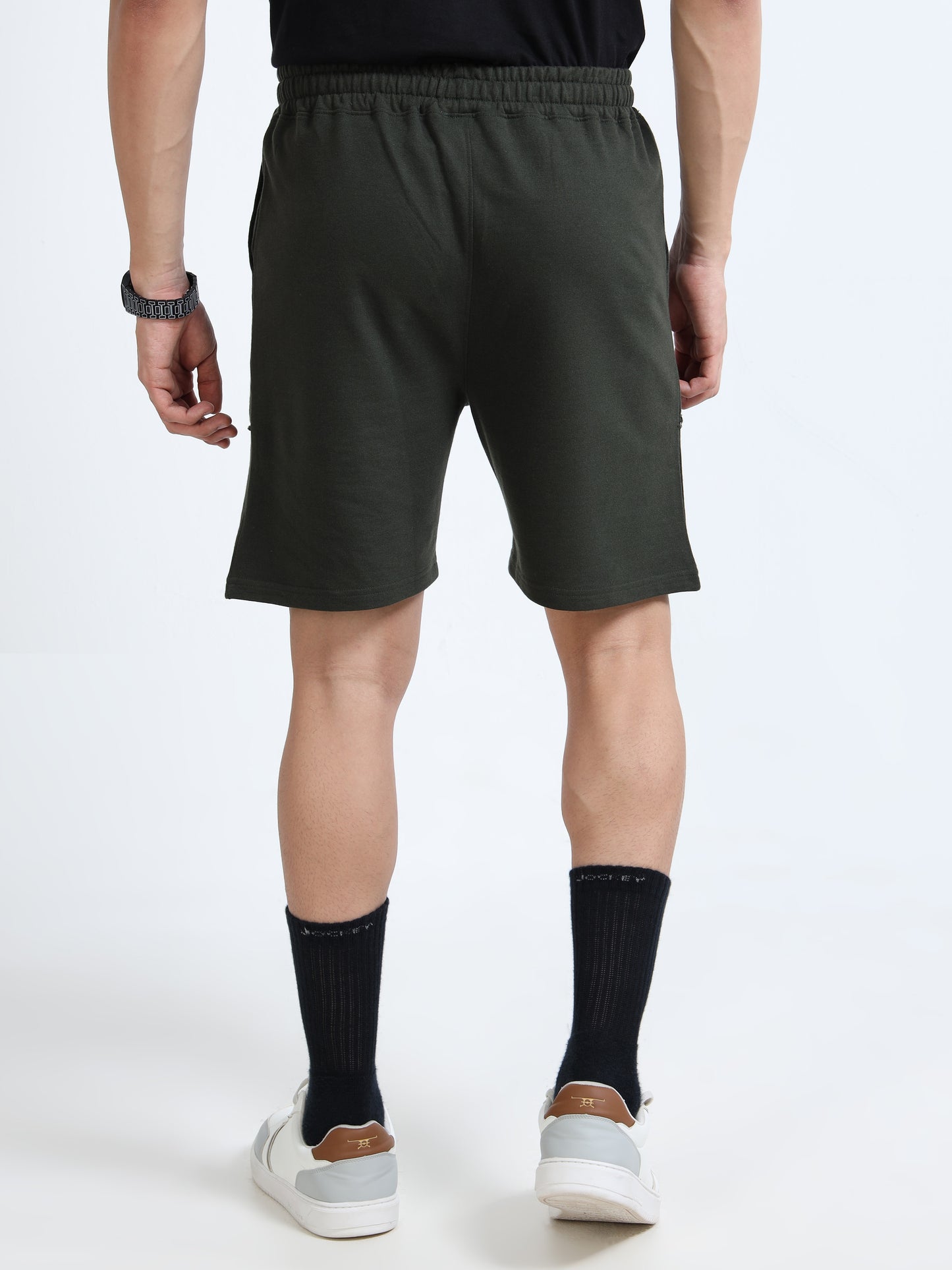 Men's Olive Green Raw Edged Casual Shorts | Premium Cotton Blend Regular Fit Comfortable Summer Shorts