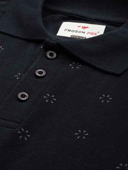 Men’s Navy Micro-Printed Polo T-Shirt