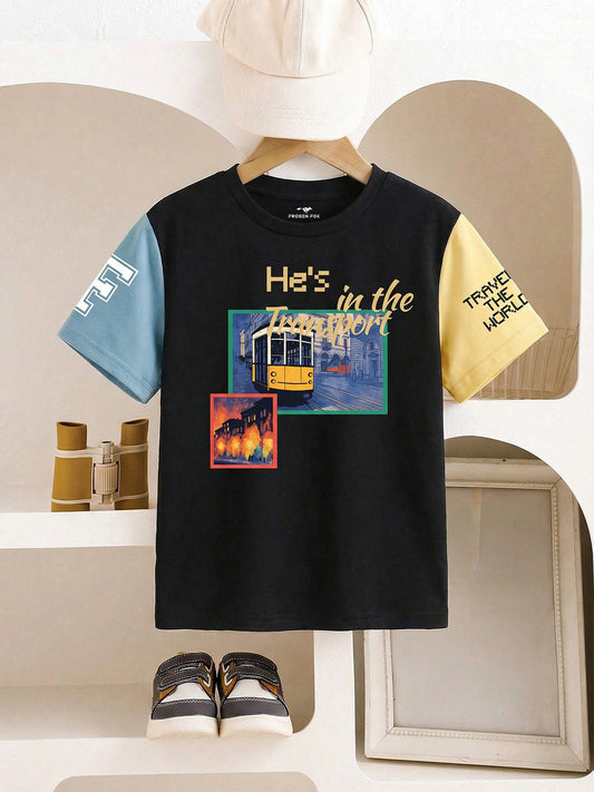 Boys Black Graphic printed T-shirt