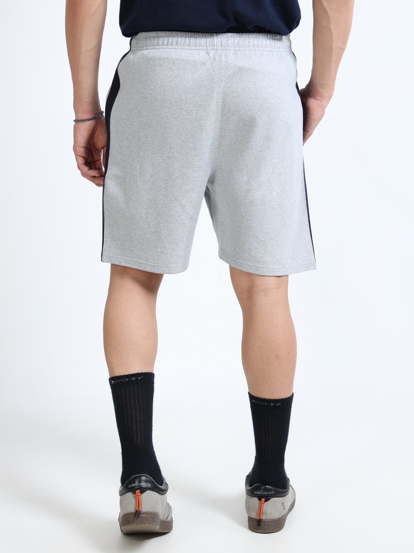 Men’s Grey Striped Casual Shorts | Premium Cotton Blend Regular Fit Comfortable Summer Shorts