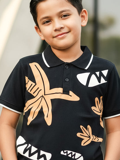 Self Design Pure Cotton Boys Polo Tee