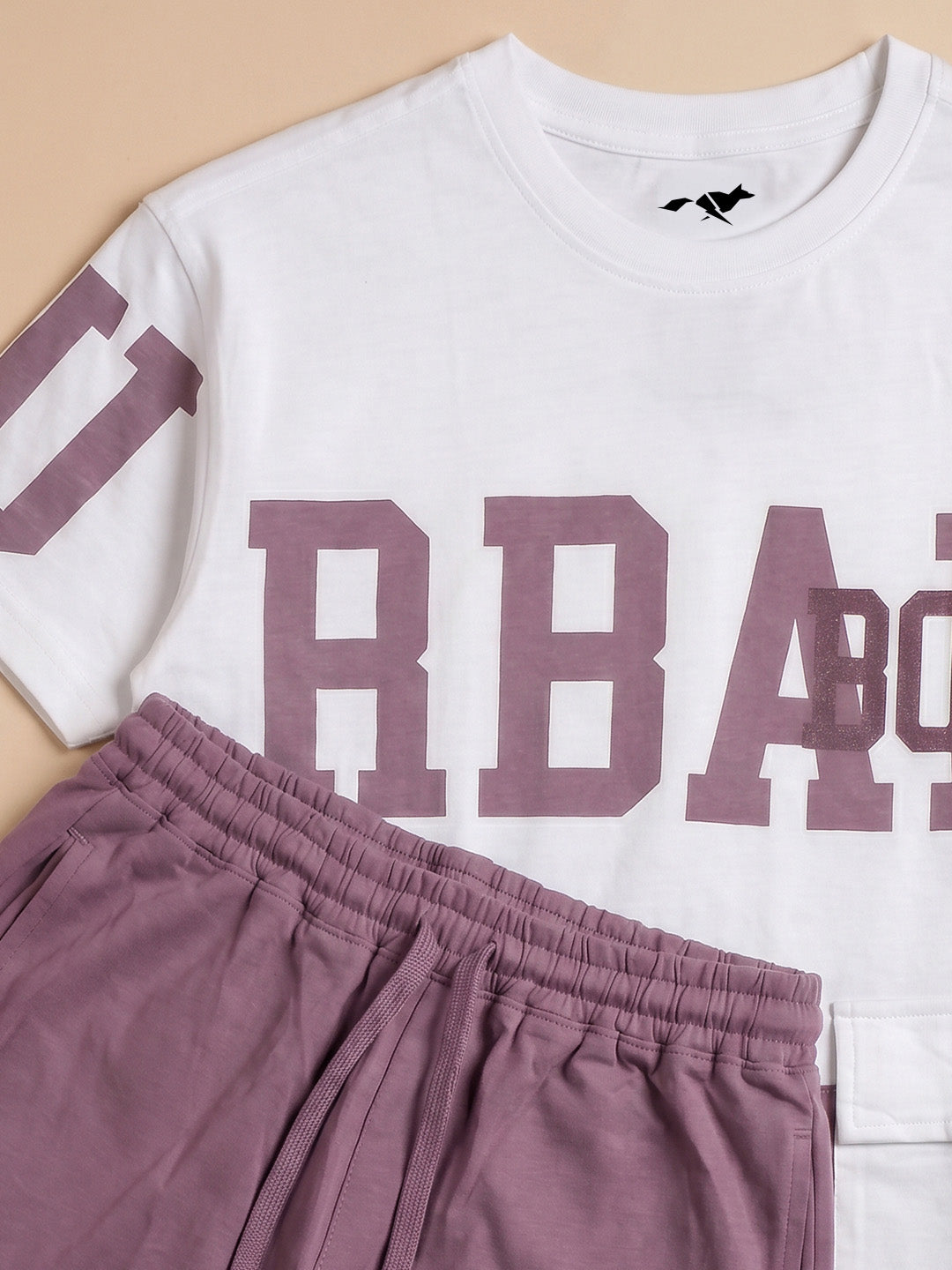 Kids' Onion PInk Colorblock Graphic T-Shirt and Cargo Track Pants Set