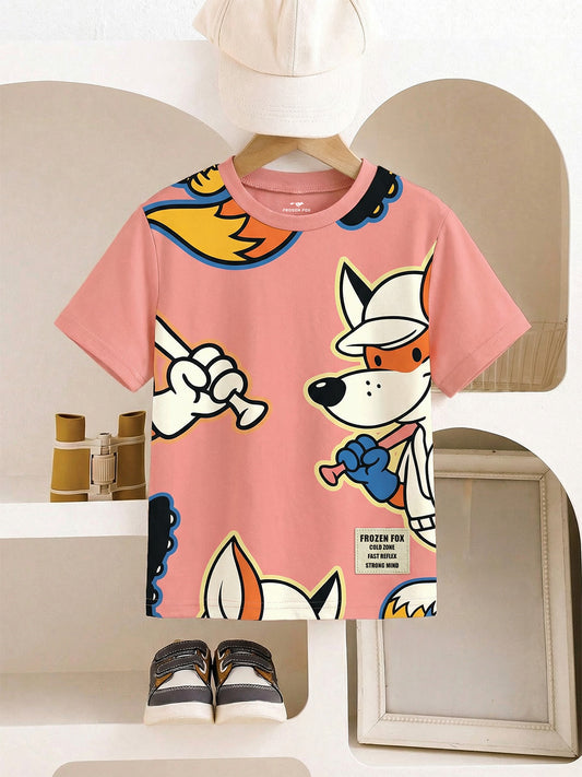 Happy Fox Kids Cartoon T-Shirt – Cute & Playful Graphic Summer Tee