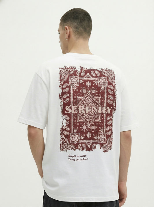Serenity Bandana Print Oversized T-Shirt for Men | Premium Cotton Blend Streetwear Graphic Tee
